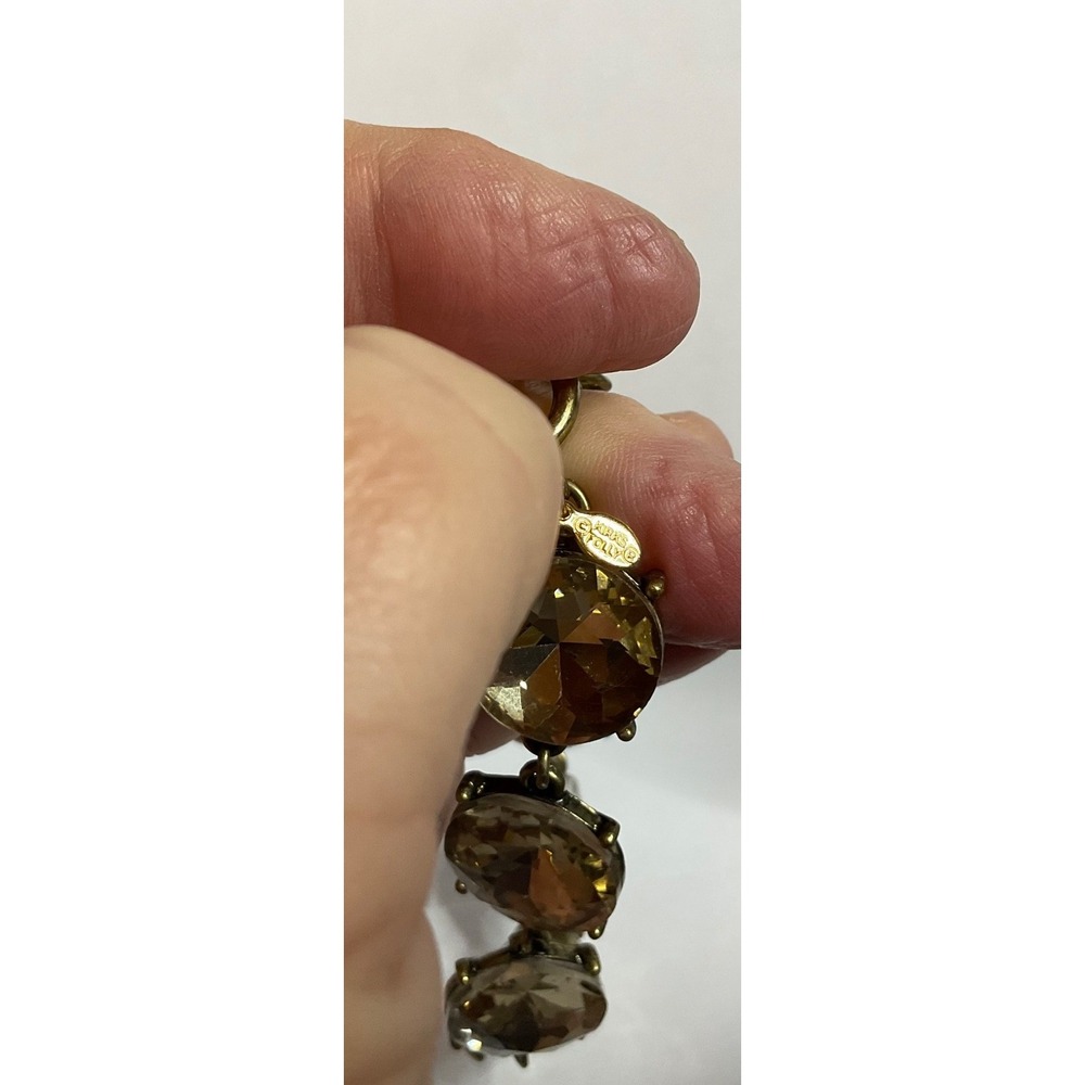 Kirks Folly Link Bracelet Antique-finish/Warm Gold-tone Champagne Crystals 7" - Picture 3 of 10